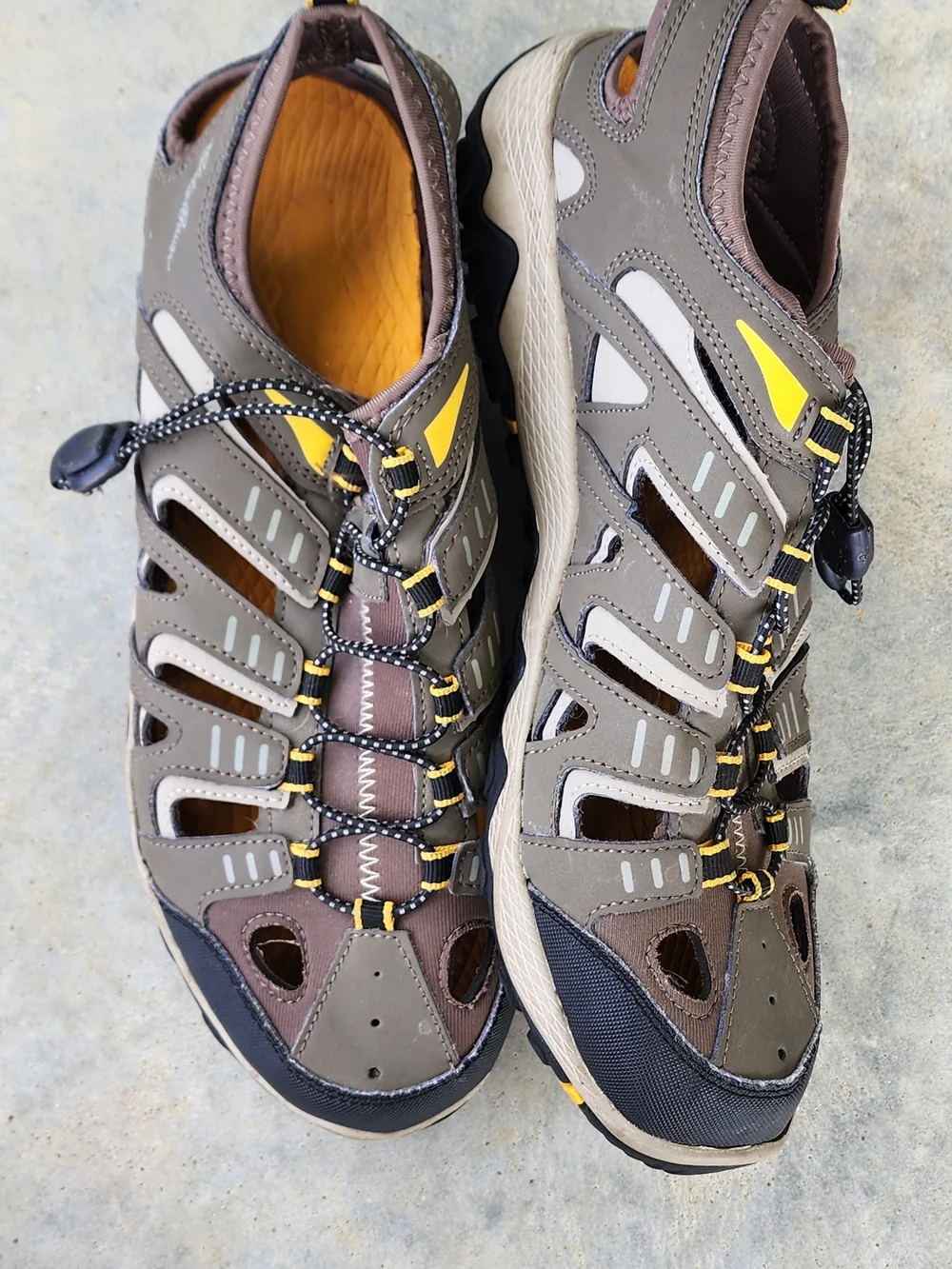 Eddie Bauer Brown and Yellow Men's Outdoor Sport Sandals